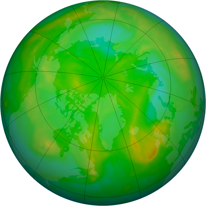 Arctic ozone map for 15 July 2010